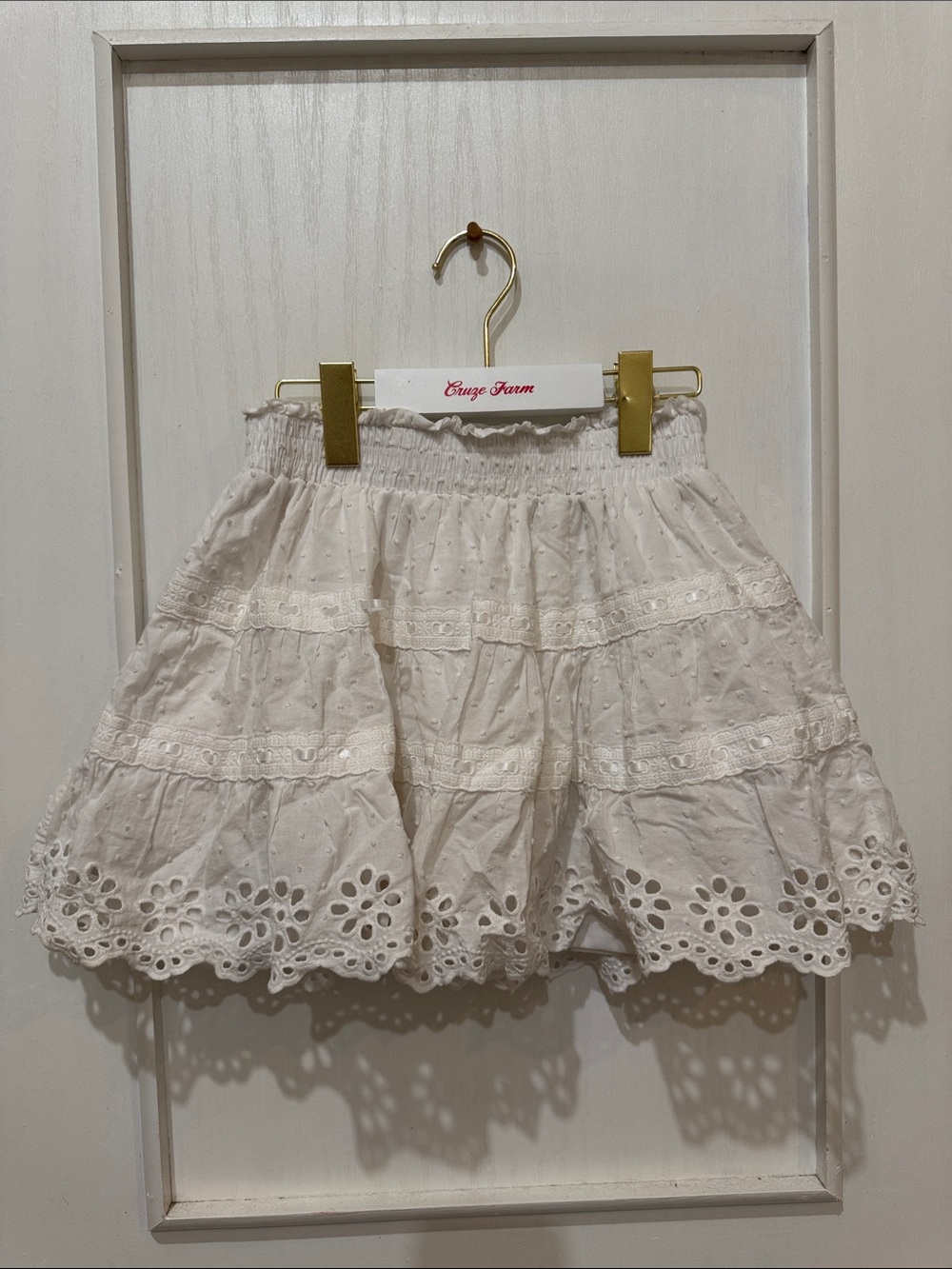 Altar’d State White Eyelet Tiered Mini Skirt Summer Style